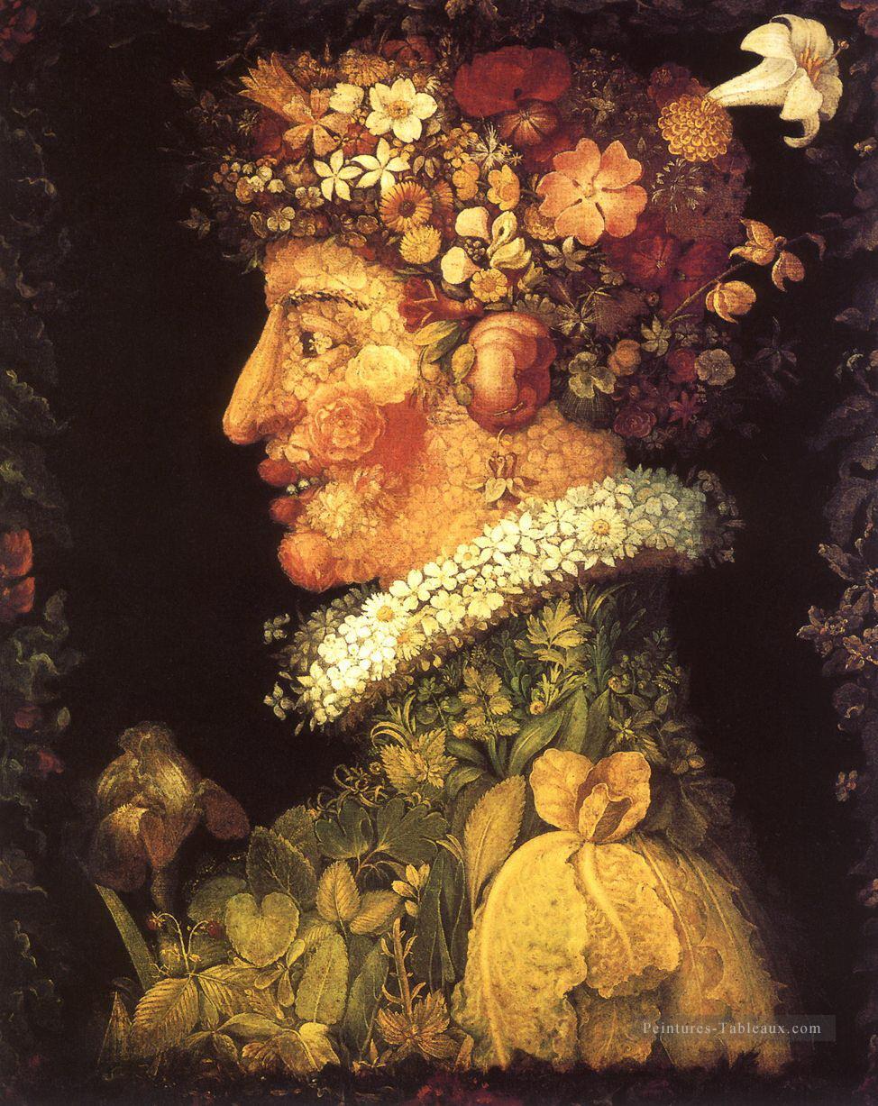 Printemps Giuseppe Arcimboldo classique fleurs Peintures à l'huile